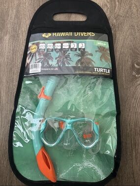 Kids Turtle Swim Mask & Snorkel Set age 6+ - Teal & Orange